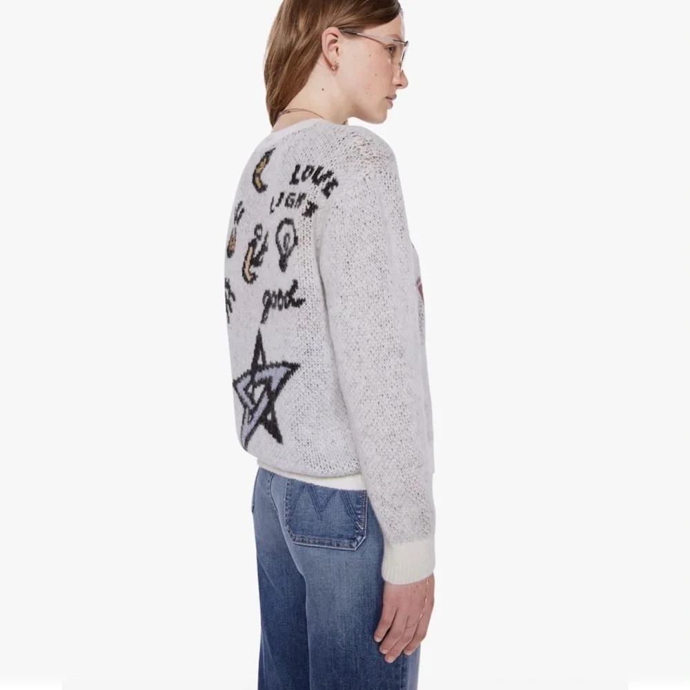 NWT - MOTHER The Jumper Printed Alpaca Crewneck Sweater - Picture 11 of 16